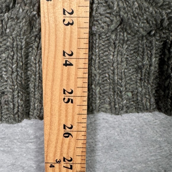 Lauren Ralph Lauren Sweater Womens M Green Hand Knit Wool 1/4 Zip Cable Knit - Picture 5 of 9